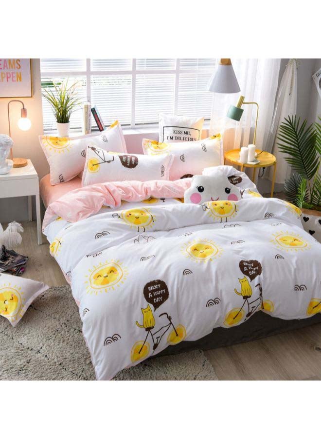 Beauenty 3-Piece Mengtang Bedding Set Polyester White/Peach - Image 2