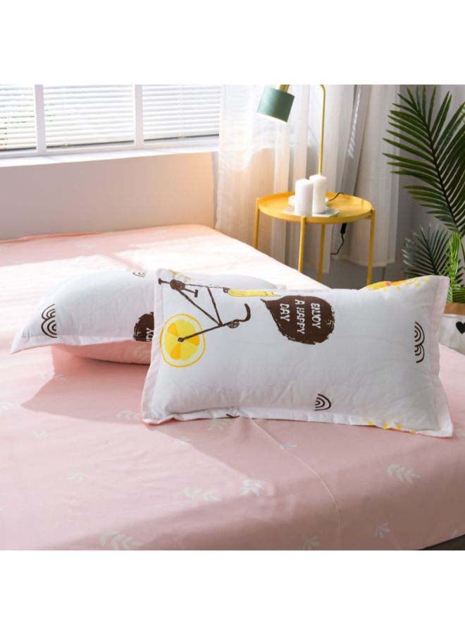 Beauenty 3-Piece Mengtang Bedding Set Polyester White/Peach - Image 4