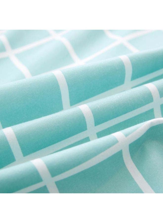 بيوينتي طقم غطاء ألحفة من الجاكار الفاخر مكون من 4 قطع بوليستر أزرق سماوي/ أبيض - Image 4