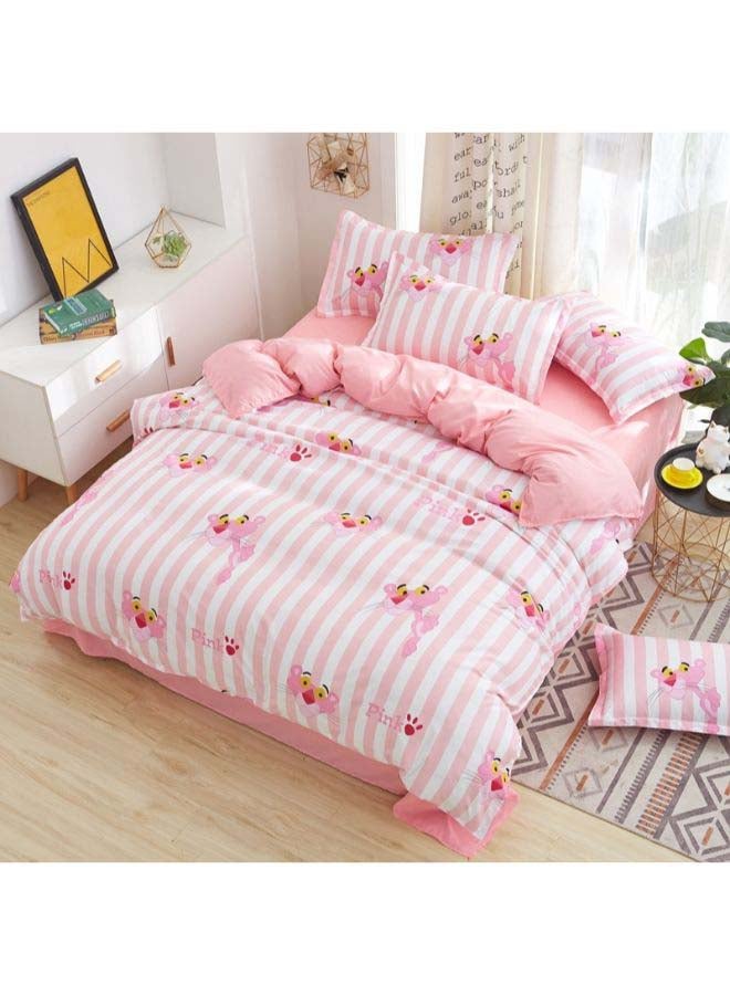 بيوينتي طقم غطاء لحاف مطبّع مكون من 4 قطع بوليستر وردي/أبيض - Image 2