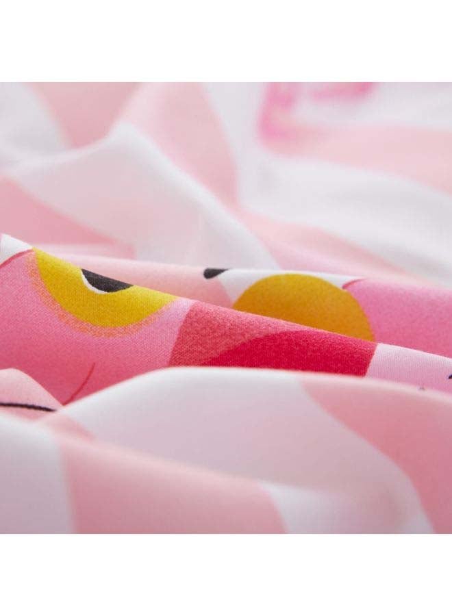 بيوينتي طقم غطاء لحاف مطبّع مكون من 4 قطع بوليستر وردي/أبيض - Image 4