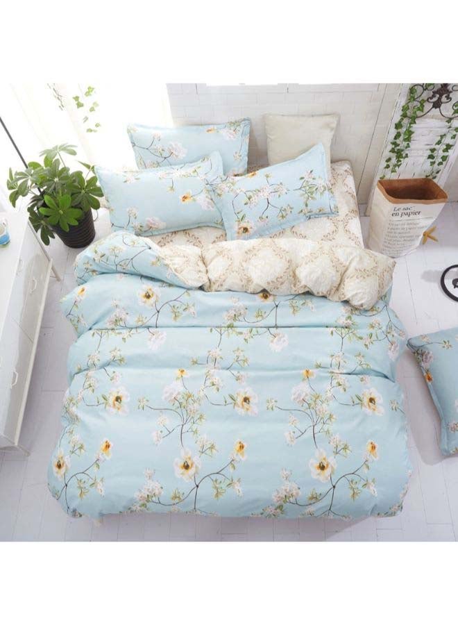 Beauenty 4-Piece European Style Duvet Cover Set Polyester Blue/White/Green - Image 1