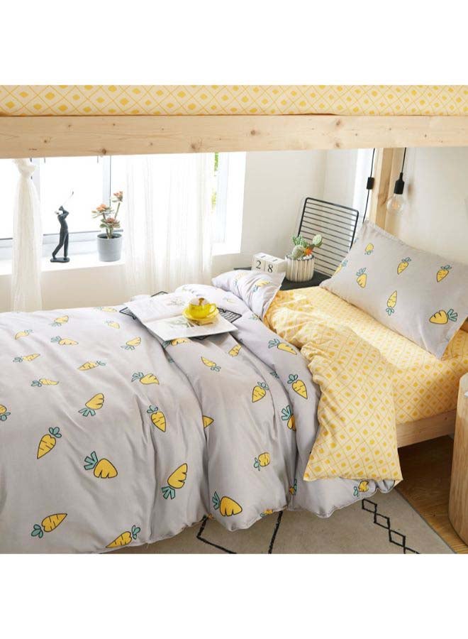 بيوينتي طقم مفرش سرير فاخر مقاس فردي من نسيج الجاكار وبنمط أوروبي، من 4 قطع بوليستر متعدد الألوان - Image 3