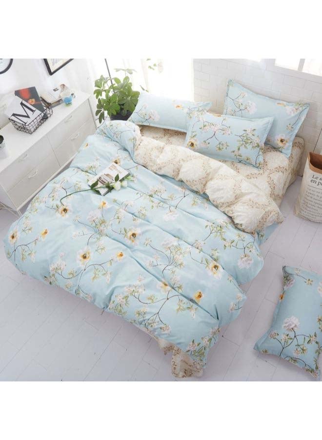Beauenty 4-Piece European Style Duvet Cover Set Polyester Blue/White/Green - Image 2