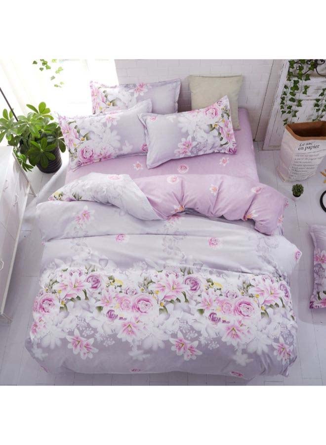 Beauenty 4-Piece Luxury Jacquard Duvet Cover Set Polyester Purple/Grey - Image 1