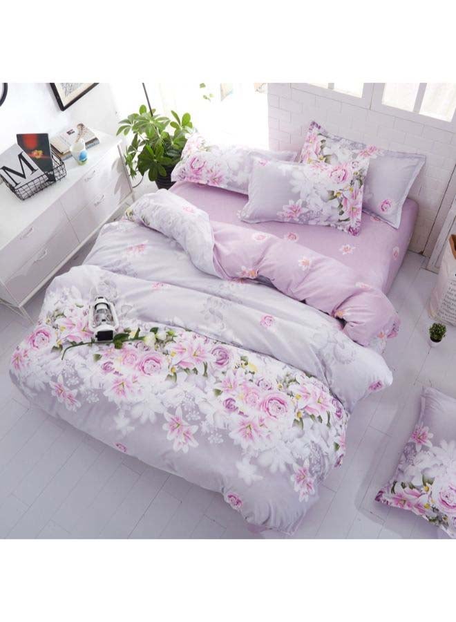 Beauenty 4-Piece Luxury Jacquard Duvet Cover Set Polyester Purple/Grey - Image 2