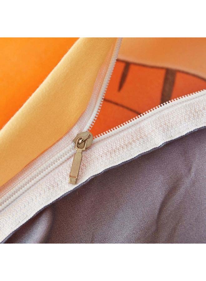 بيوينتي طقم مفرش سرير فاخر مقاس فردي من نسيج الجاكار وبنمط أوروبي، من 4 قطع بوليستر برتقالي/رمادي - Image 3