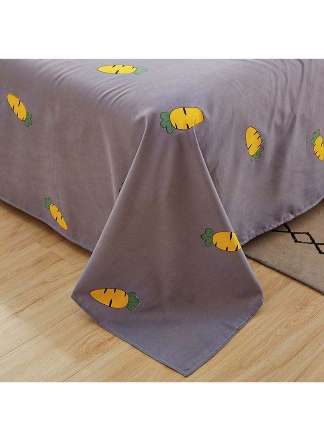 بيوينتي طقم مفرش سرير فاخر مقاس فردي من نسيج الجاكار وبنمط أوروبي، من 4 قطع بوليستر برتقالي/رمادي - Image 2