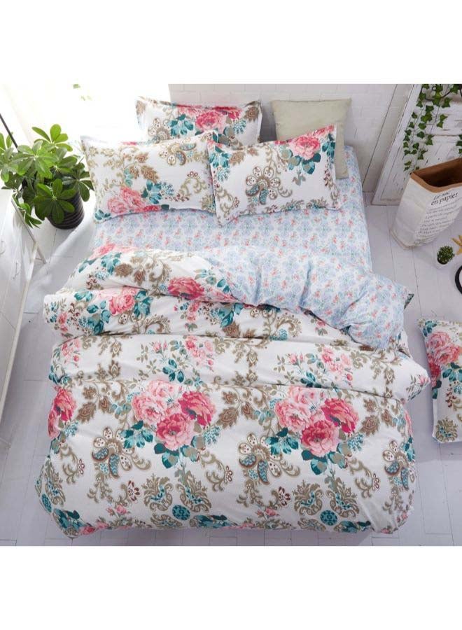 بيوينتي طقم مفرش سرير فاخر مقاس فردي من نسيج الجاكار وبنمط أوروبي، من 4 قطع بوليستر متعدد الألوان - Image 1