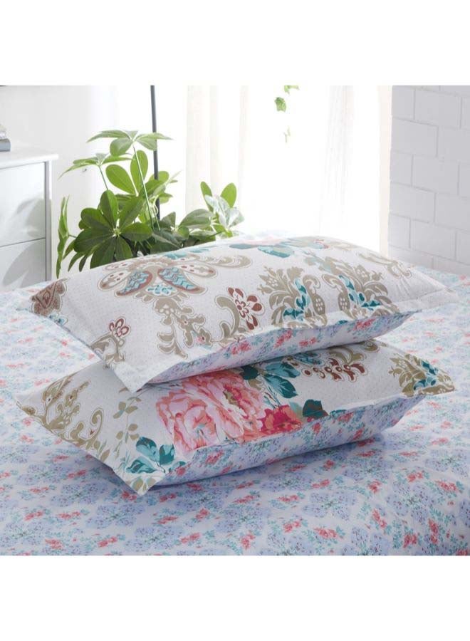 بيوينتي طقم مفرش سرير فاخر مقاس فردي من نسيج الجاكار وبنمط أوروبي، من 4 قطع بوليستر متعدد الألوان - Image 3