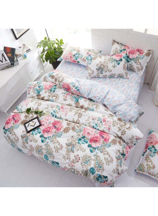 بيوينتي طقم مفرش سرير فاخر مقاس فردي من نسيج الجاكار وبنمط أوروبي، من 4 قطع بوليستر متعدد الألوان - Image 2