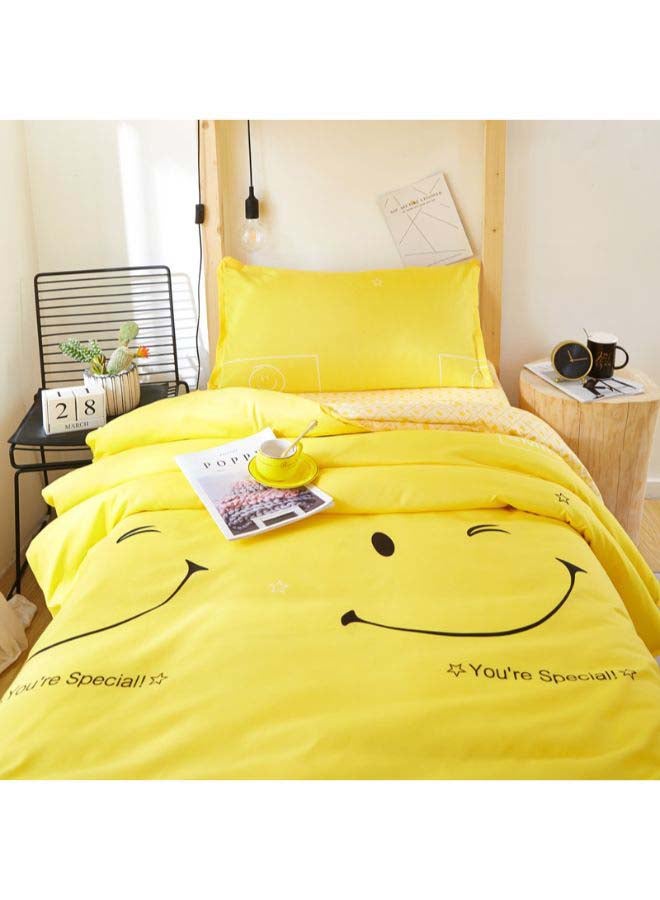 بيوينتي طقم غطاء لحاف بطابع غربي بطبعة سمايلي مكون من 4 قطع بوليستر أصفر/أسود - Image 2