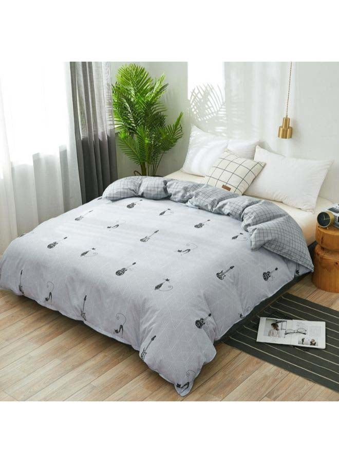 بيوينتي طقم مفرش سرير فاخر مقاس فردي من نسيج الجاكار وبنمط أوروبي، من 4 قطع بوليستر رمادي - Image 2