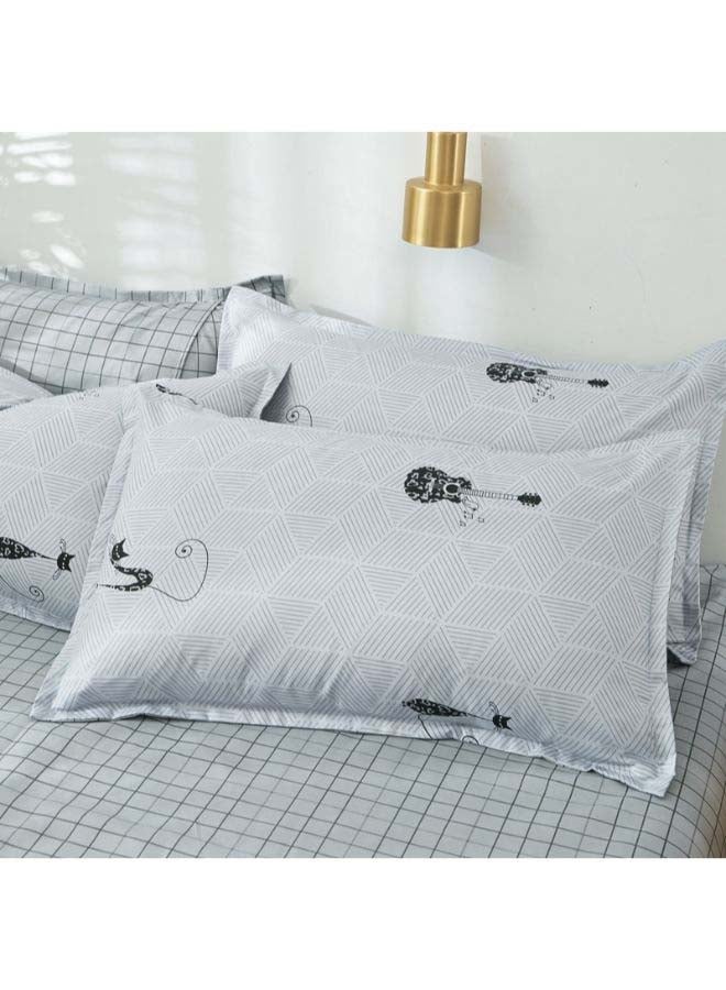 بيوينتي طقم مفرش سرير فاخر مقاس فردي من نسيج الجاكار وبنمط أوروبي، من 4 قطع بوليستر رمادي - Image 3