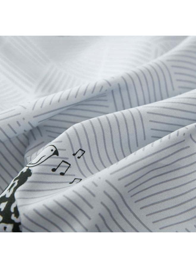 بيوينتي طقم مفرش سرير فاخر مقاس فردي من نسيج الجاكار وبنمط أوروبي، من 4 قطع بوليستر رمادي - Image 5