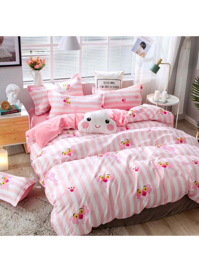 بيوينتي طقم غطاء لحاف مبطن ومقلّم مكون من 4 قطع بوليستر وردي - Image 3