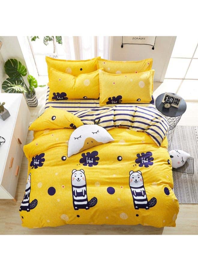 Beauenty 4-Piece European Style Luxury Jacquard Single Bedding Set Polyester Yellow - Image 1