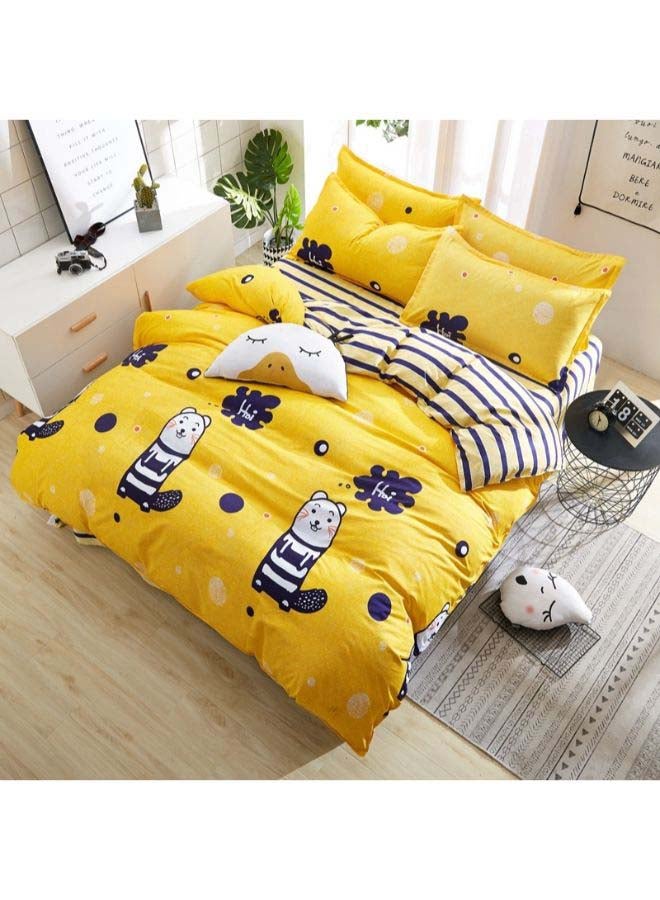 Beauenty 4-Piece European Style Luxury Jacquard Single Bedding Set Polyester Yellow - Image 2