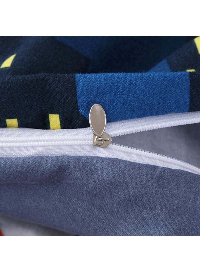 بيوينتي طقم غطاء لحاف مطبّع مكون من 4 قطع بوليستر أزرق - Image 2