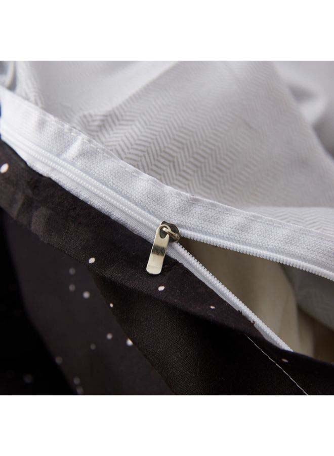 بيوينتي طقم غطاء لحاف مزين بطبعة وبنمط أوروبي، من 4 قطع بوليستر أسود/ بيج/ رمادي - Image 5