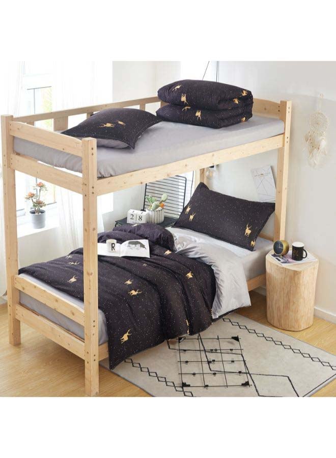 بيوينتي طقم غطاء لحاف مزين بطبعة وبنمط أوروبي، من 4 قطع بوليستر أسود/ بيج/ رمادي - Image 1