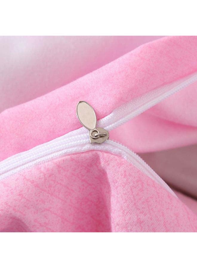 بيوينتي طقم مفرش سرير فاخر مقاس فردي من نسيج الجاكار وبنمط أوروبي، من 4 قطع بوليستر وردي - Image 2