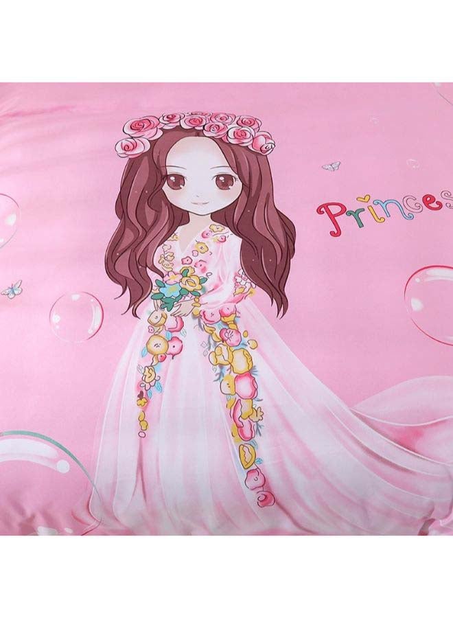 بيوينتي طقم مفرش سرير فاخر مقاس فردي من نسيج الجاكار وبنمط أوروبي، من 4 قطع بوليستر وردي - Image 4