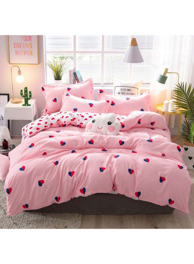 Beauenty 4-Piece Printed Duvet Cover Set Polyester Pink/Blue/Red - Image 1