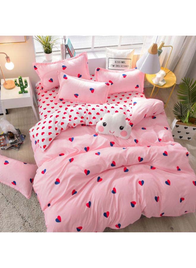 Beauenty 4-Piece Printed Duvet Cover Set Polyester Pink/Blue/Red - Image 3