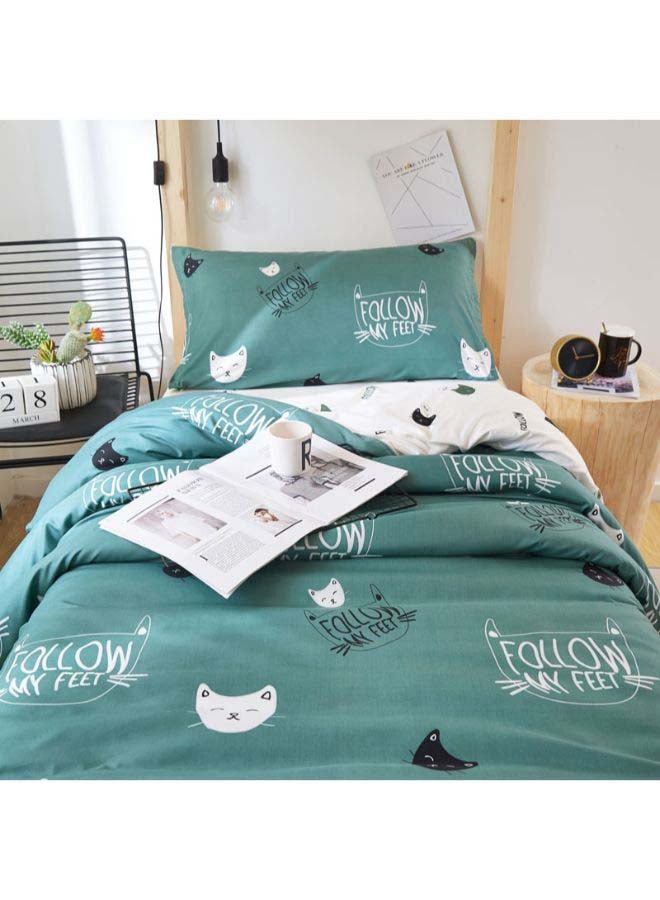 بيوينتي طقم مفرش سرير فاخر مقاس فردي من نسيج الجاكار وبنمط أوروبي، من 4 قطع بوليستر متعدد الألوان - Image 3