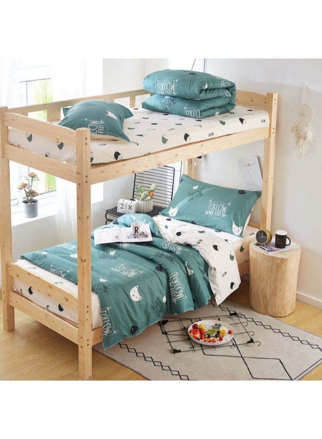 بيوينتي طقم مفرش سرير فاخر مقاس فردي من نسيج الجاكار وبنمط أوروبي، من 4 قطع بوليستر متعدد الألوان - Image 1