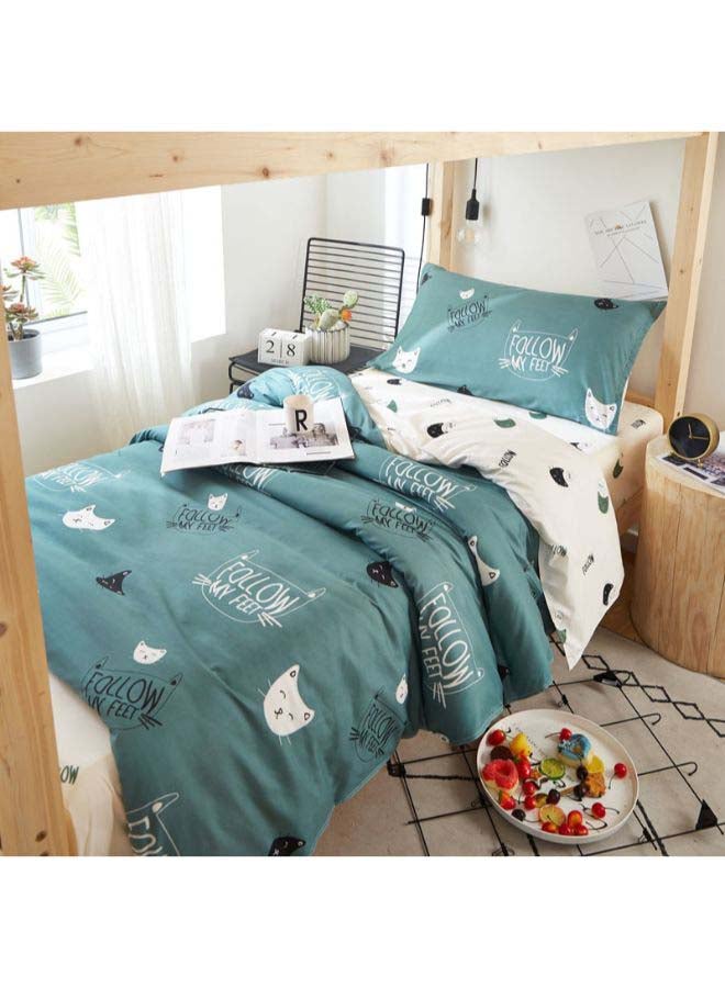 بيوينتي طقم مفرش سرير فاخر مقاس فردي من نسيج الجاكار وبنمط أوروبي، من 4 قطع بوليستر متعدد الألوان - Image 2