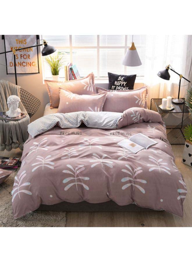 بيوينتي طقم غطاء لحاف مطبّع مكون من 4 قطع بوليستر وردي - Image 1