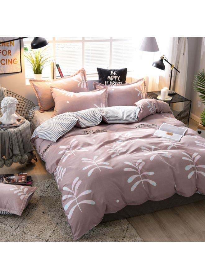 بيوينتي طقم غطاء لحاف مطبّع مكون من 4 قطع بوليستر وردي - Image 2