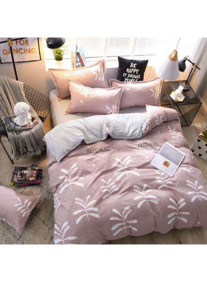 بيوينتي طقم غطاء لحاف مطبّع مكون من 4 قطع بوليستر وردي - Image 3