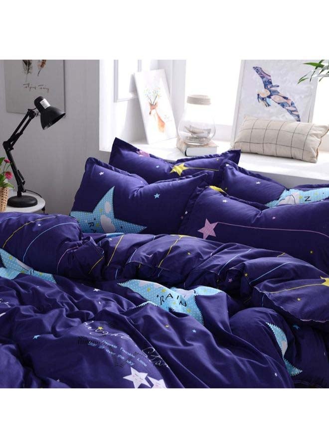 Beauenty 4-Piece European Style Printed Duvet Cover Set Polyester Blue/White - Image 2