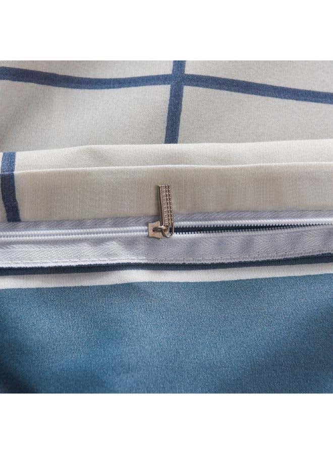 بيوينتي طقم غطاء لحاف مزين بطبعة وبنمط أوروبي، من 4 قطع بوليستر بيج / الأزرق - Image 4