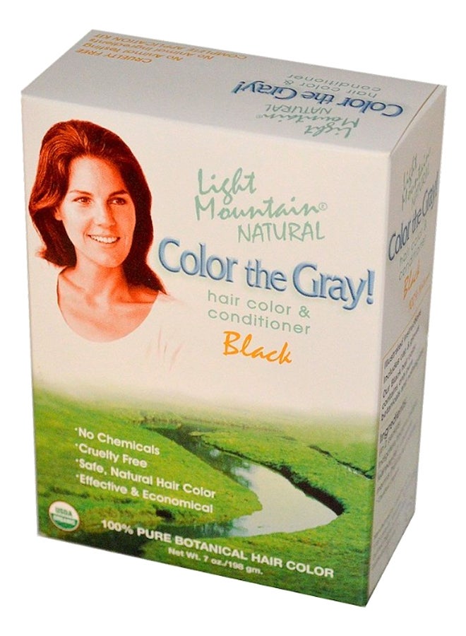 Light Mountain - Colour The Grey Natural Hair Colour And Conditioner Henna Black 198grams - Image 1