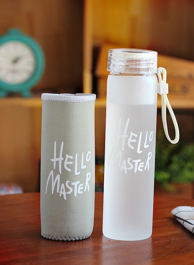 Hello Master Borosilicate Glass Water Bottle With Nylon Sleeve White 480ml - Image 2