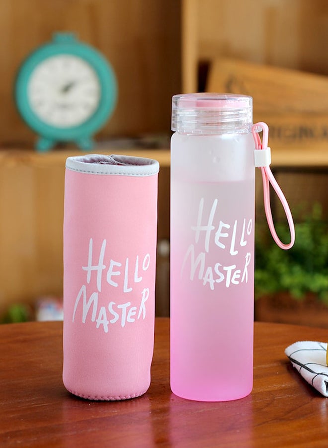 Generic - Hello Master Borosilicate Glass Water Bottle Pink 450ml - Image 1