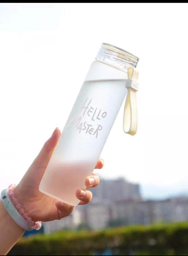 Hello Master Borosilicate Glass Water Bottle With Nylon Sleeve White 480ml - Image 3