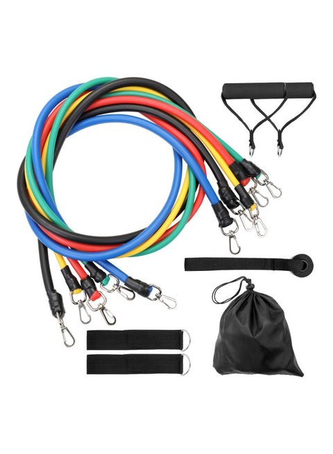 11-Piece Yoga Resistance Belt With Bag 22x6x19.00cm
