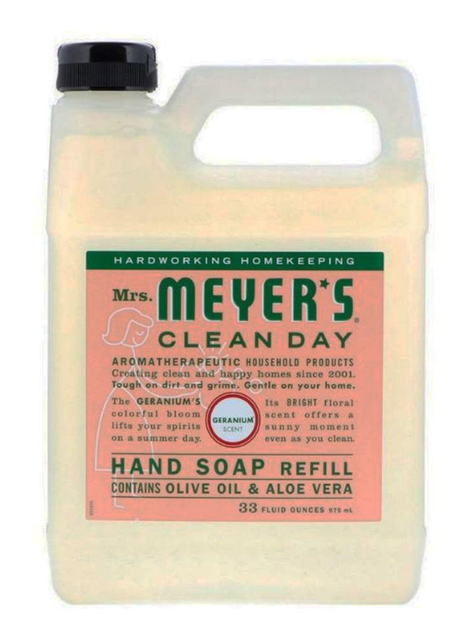 Mrs. Meyer's Clean Day - Geranium Scent Olive Oil And Aloe Vera Hand Soap Refill 975ml - Image 1