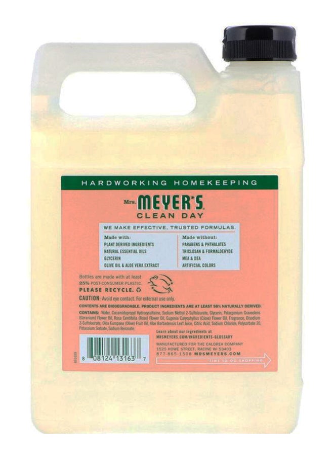 Mrs. Meyer's Clean Day - Geranium Scent Olive Oil And Aloe Vera Hand Soap Refill 975ml - Image 1