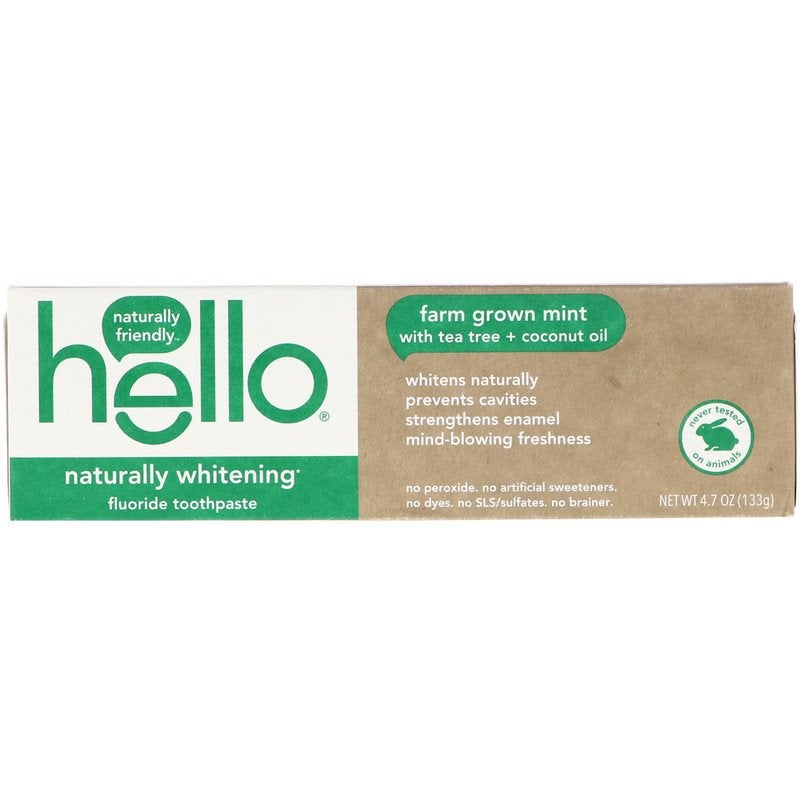 Hello Farm Grown Mint Naturally Whitening Fluoride Toothpaste 133grams  - Image 1