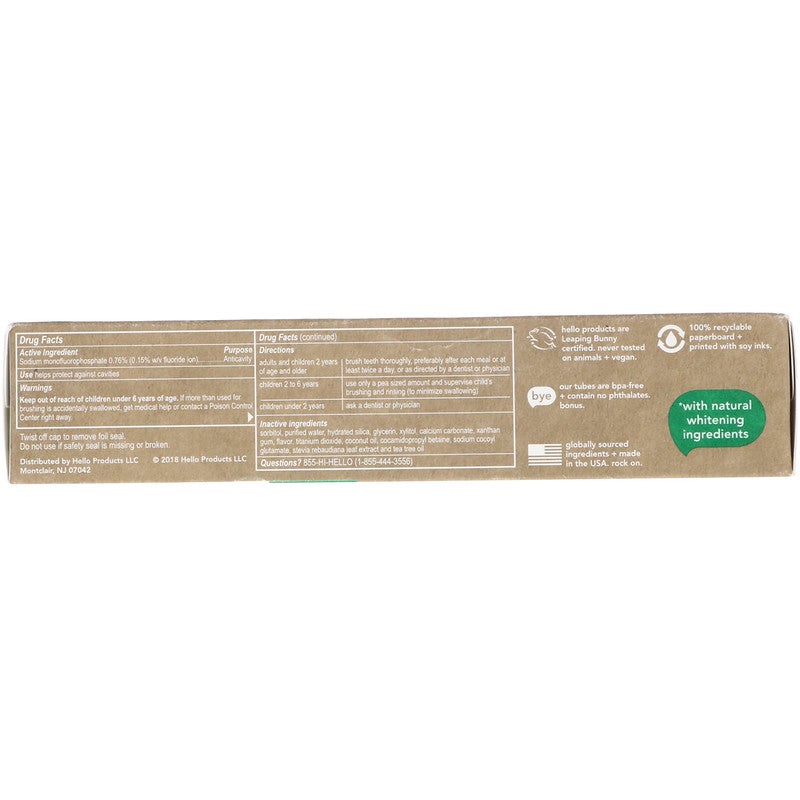 Hello Farm Grown Mint Naturally Whitening Fluoride Toothpaste 133grams  - Image 2
