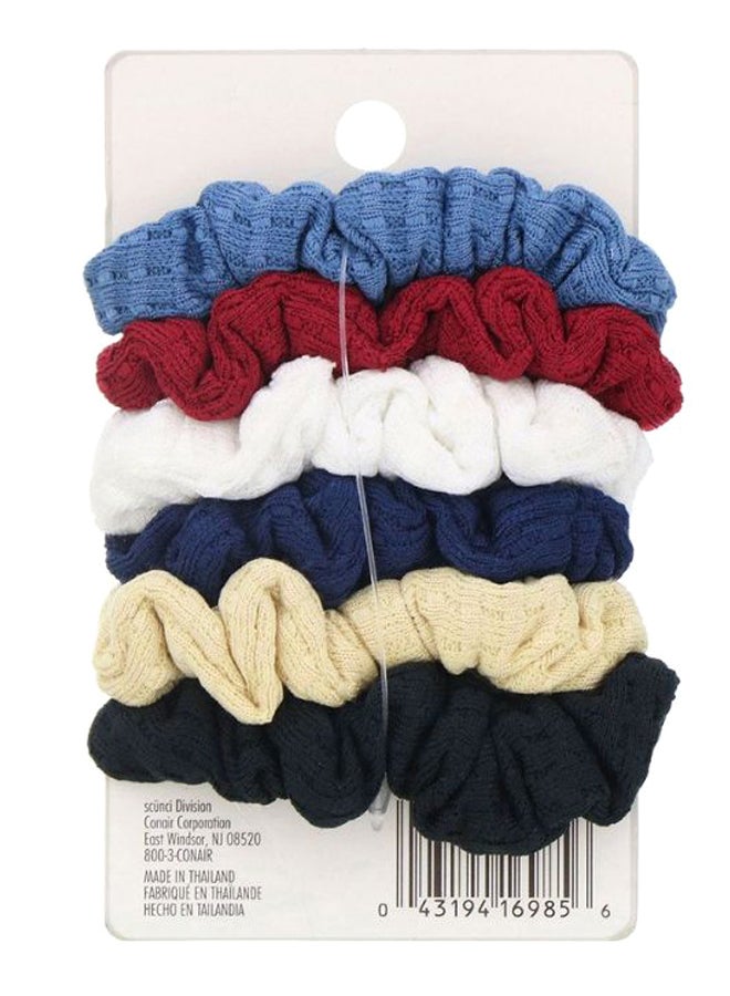 سكانشي طقم ربطات شعر مموجة من قماش الوافل مكونة من 6 قطع متعدد الألوان - Image 2