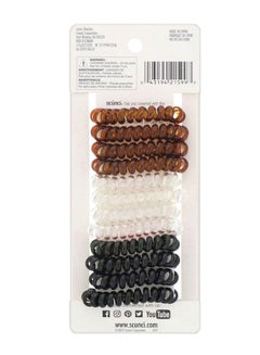 Scunci 12-Pieces Dent-Free Hold Spirals Wristie Hair Tie Set Black/White/Brown  - Image 2