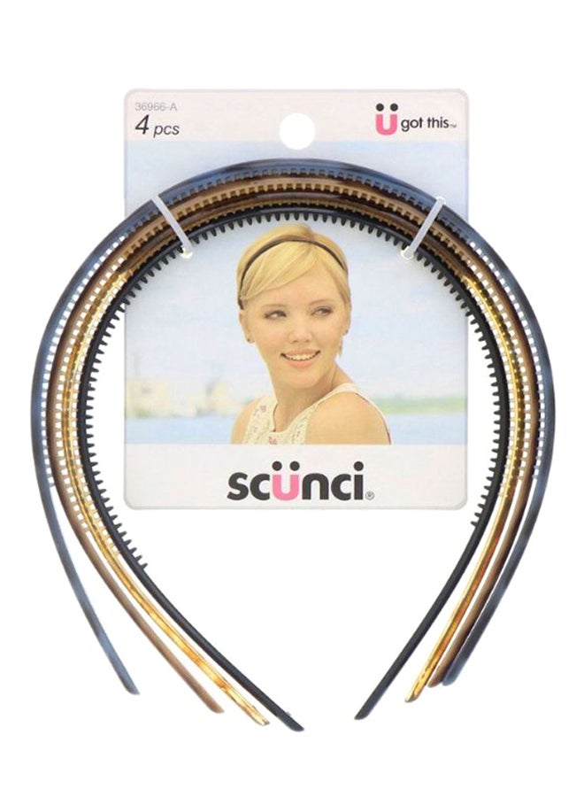 Scunci 4-Piece Skinny Headbands Set Multicolour - Image 1