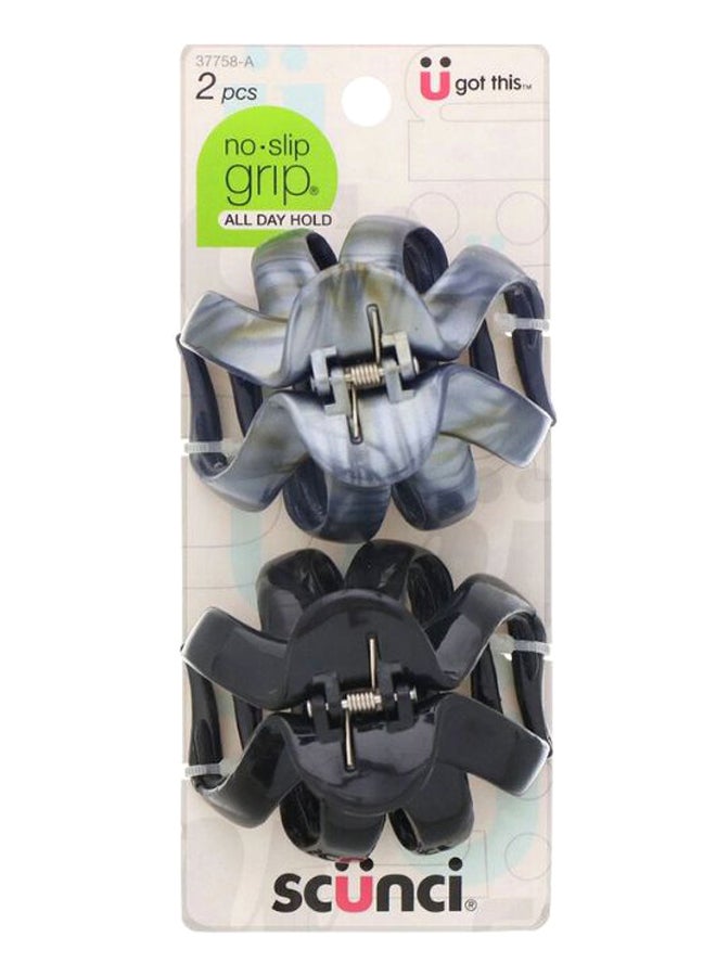 سكانشي مشابك شعر نو سليب جريب بنمط أخطبوط مكونة من قطعتين أسود/ رمادي - Image 1